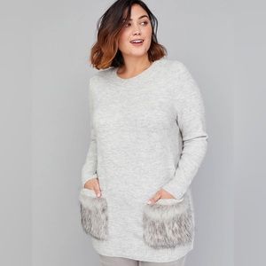 Faux-Fur Pocket Sweater 14/16 NWOT